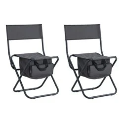 Sevobal Outdoor Portable Chairs 2 Piece Gray Folding Chair With Storage Bag For Indoor Outdoor Camping Picnics Fishing, Gray, 19.3"*15.35"*30.5" -Household Items GUEST d0bad905 177d 4d48 ab2c 724cb3f7addf