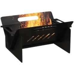 SEVOBAL 3-in-1 Small Portable Fire Pit Stove Coffee Table Burning Firepit Carrying Bag Quick Assembly Camping Bonfire Picnic, Black, 18"*2.25"*10.75" -Household Items GUEST d0f2d416 a3e7 4083 b9b0 b9d76dd4ab00