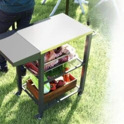 SEVOBAL Outdoor Grills, Griddles And Smokers Premium Stainless Steel Grill Cart With Foldable Side Table Cooking Station, Gray, 37.4"*27.6"*19.7" -Household Items GUEST d13dfbe3 a008 4d6b af67 fb0a1d025fff