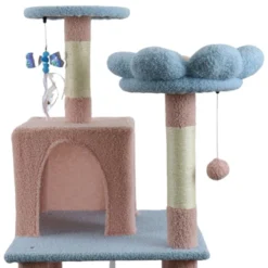 SEVOBAL Pet Tower Floral Cat Tree With Spacious Condo And Hammock, Multi-Level Playground For All Age Cats Playing, Sleeping, Blue, 20"*20"*14.4" -Household Items GUEST d142f818 d8c5 4121 b9a7 65412d3dded0