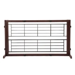 SEVOBAL Pet Crates And Houses Adjustable Wooden Pet Gate For Dogs Indoor Freestanding Dog Fence For Doorways Stairs, Deep Brown, 38.2"*17.7"*21.1" -Household Items GUEST d193776d f571 40ea a1fd e3f01f47b39b