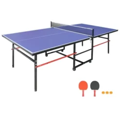 SEVOBAL 8ft Mid-Size Table Tennis Accessories Foldable Portable Ping Pong Table Set For Indoor Games For Game Room, Blue, 50"*25"*5" -Household Items GUEST d1a750f6 c2a9 4b28 9c35 90b0cb3f9693