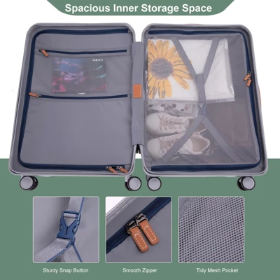 SEVOBAL Luggage 20 Inch Carry On Suitcase With TSA Lock USB Port And Spinner Wheels For Travel, Green, 16"*9"*22" 4 SEVOBAL Luggage 20 Inch Carry On Suitcase With TSA Lock USB Port And Spinner Wheels For Travel, Green, 16"*9"*22" - Image 3