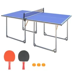SEVOBAL Table Tennis Accessories 6ft Mid Size Ping Pong Table Foldable Portable Set For Indoor And Outdoor Games, Blue, 39.17"*39.17"*4.33" -Household Items GUEST d247d143 8907 453b a1b2 0d441bffe540