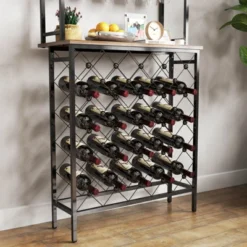 SEVOBAL Racks Multipurpose Display 3 Tier Bar Table With Spacious Organized Display Functional Storage For Rooms, Black Brown, 31.5"*3.54"*3.54" -Household Items GUEST d39e9ed7 bf78 4c5f 91e3 d3b178863f04