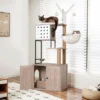 SEVOBAL Pet Tower All-in-One Cat Tree With Litter Box Enclosure, Featuring Hammock, Bed, Food Station, Scratching Posts, Beige, 29.53"*22.05"*6.5" -Household Items GUEST d3d160fd e7f4 416e bc77 ba1b0f2c5847