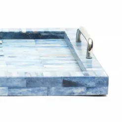 SEVOBAL Serving Platters 2 Set Handcrafted Checkered Serving Trays With Elegant Bone And Resin Set With Handles For Dining, Blue, 18"*11"*2.5" -Household Items GUEST d422761b b860 41b1 880d 967e4865c55b