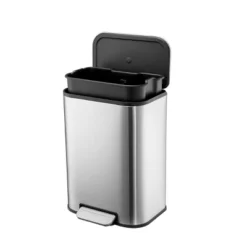 SEVOBAL Trash Can Kitchen Garbage Can Trash Cans Rectangle Stainless Steel With Soft Close Lid Step Foot Pedal Bathroom Toilet, Gray, 14"*10"*9" -Household Items GUEST d5062ea5 e39f 48a8 b993 d5dfea24a3b1