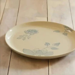SEVOBAL Serving Platters Handcrafted Ceramic Floral Side Plate, Elegant Dining Accent For Everyday And Entertaining, Off-White, 10.04"*10.04"*0.98" -Household Items GUEST d533735e 7f33 426c a3fd 664de62fabd6