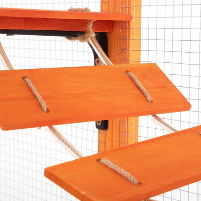 Sevobal Pet Crates And Houses, Wooden Cat Enclosure With 6 Jumping Platforms Cat Bridge And Scratching Board 2 Cat Condos, Orange, 100.78"*35.4"*72" 4 Sevobal Pet Crates And Houses, Wooden Cat Enclosure With 6 Jumping Platforms Cat Bridge And Scratching Board 2 Cat Condos, Orange, 100.78"*35.4"*72" - Image 2