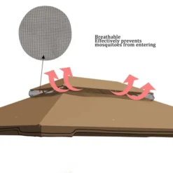 Sevobal Patio Umbrellas Outdoor Patio Gazebo Replacement Canopy, Double Tiered Gazebo Tent Roof Top Cover Only , Brown, 139.76"*116.14"*69.29" -Household Items GUEST d93590bc 781e 4b2d 8d92 96dfdc9df98a