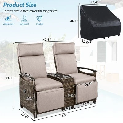 SEVOBAL Patio Accent Chairs, All Weather Outdoor Patio Chairs High Back Couch With Premium Cushions For Garden Backyard, Brown, 47.6"*23.6"*46.1" 5 SEVOBAL Patio Accent Chairs, All Weather Outdoor Patio Chairs High Back Couch With Premium Cushions For Garden Backyard, Brown, 47.6"*23.6"*46.1" - Image 3