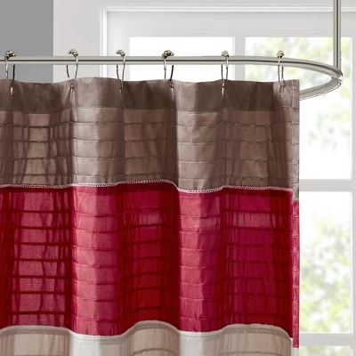 SEVOBAL Shower Curtain Faux Silk With Pintucked Detailing And Colorblock Design For Stylish Bathroom Decor, Red, 72"*72"*0.13" 3 SEVOBAL Shower Curtain Faux Silk With Pintucked Detailing And Colorblock Design For Stylish Bathroom Decor, Red, 72"*72"*0.13"