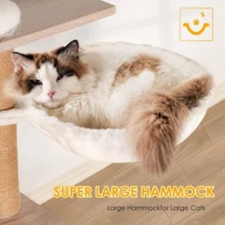 SEVOBAL Pet Tower All-in-One Cat Tree With Litter Box Enclosure, Featuring Hammock, Bed, Food Station, Scratching Posts, Beige, 29.53"*22.05"*6.5" -Household Items GUEST da539b89 769e 4bf9 9e6b 4ecbddb1a7a7