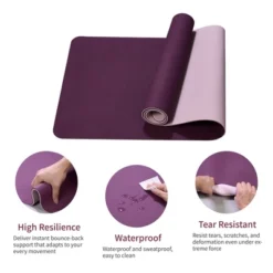 SEVOBAL Yoga Mats Exercise Yoga Mat Non Slip Dual Texture Design Comfortable Durable For Home Gym Fitness, Purple, 72.1"*24"*0.2" -Household Items GUEST daf3a102 0149 4bbb 8b58 6718af59721d
