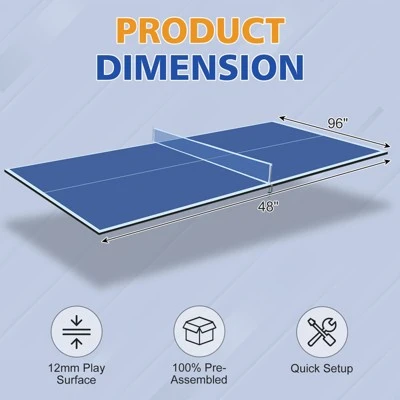 Sevobal Game Table 8ft Foldable Ping Pong Conversion Top Table Tennis Surface For Indoor Use And Game Rooms, Blue, 108"*60"*3" 4 Sevobal Game Table 8ft Foldable Ping Pong Conversion Top Table Tennis Surface For Indoor Use And Game Rooms, Blue, 108"*60"*3" - Image 2