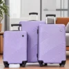 SEVOBAL Luggage 3 Piece PC, ABS Set With Spinner Wheels, Travel Hooks Durable Hardshell Metallic Textured For Travel, Purple, 20.28"*12.2"*30.12"