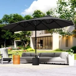 Sevobal Patio Umbrellas Double Sided Twin Patio Umbrella Sun Shade, Outdoor Usage For Garden, Lawn, Beach, Extra Large, Gray, 181.1“*106.2"*94.5"