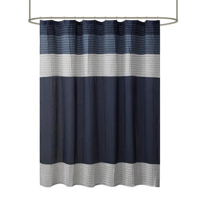 SEVOBAL Shower Curtain Faux Silk With Pintucked Detailing And Colorblock Design For Stylish Bathroom Decor, Blue, 72"*72"*0.13" 5 SEVOBAL Shower Curtain Faux Silk With Pintucked Detailing And Colorblock Design For Stylish Bathroom Decor, Blue, 72"*72"*0.13" - Image 3
