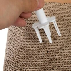 SEVOBAL 26" 2-in-1 Reversible Cat Scratcher And Lounger Curved Cardboard Durable Scratching Pad With Catnip For Indoor Cats Durable MDF Base With Toy -Household Items GUEST dfa82107 37cc 4c5b acce 96d89de0f1cd