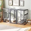 SEVOBAL Pet Crates And Houses Outdoor Wood Cat Enclosure With 3 Platforms Lockable Door Sun Sheet Roof Large Run For Pets, Gray, 70.87"*31.5"*44.3" -Household Items GUEST e0151139 0fc7 4d35 bbde b0c97cce5a92