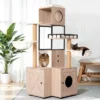 SEVOBAL Pet Tower All-in-One Cat Tree With Litter Box Enclosure, Featuring Hammock, Bed, Food Station, Scratching Posts, Beige, 29.13"*22.83"*9.25"