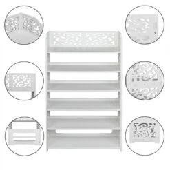 SEVOBAL 6-Tier Hollow Carved Shoe Rack Board Shoe Storage Organizer Cabinet For Narrow Entryway Space-Saving Boots Display, White, 39.76"*10.43"*4.72" -Household Items GUEST e0e79f92 eae3 459a 9690 01d7bd8afa03