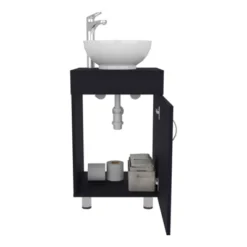 SEVOBAL Bathroom Vanities 18 Inch Free Standing Vanities With Vessel Sink And One Door For Bathroom Storage, Black, 28.35"*22.44"*11.42"
