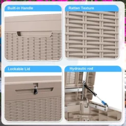 SEVOBAL Deck Boxes 260 Gal Outdoor Storage Deck Box, All-Weather Resistant Patio Deck Storage Box Container, Brown, 67.72"*32.20"*33.66" -Household Items GUEST e1376d01 6c6a 4f00 8245 ee0caf592ebd