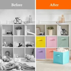 SEVOBAL 6pc Fabric Storage Cubes Organizer Duty Cube Storage Bin Clothes Storage Box Closet Baskets In Shelves Home, Multicolored, 10.34"*11.31"*3.9" -Household Items GUEST e1cf4130 76f7 43b6 9c74 a1f4331f50c0