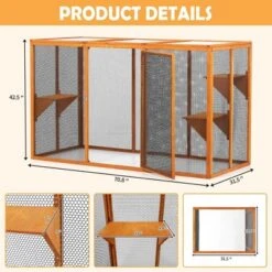 Sevobal Pet Crates And Houses Detachable Cat Enclosure With Waterproof Roof And 3 Jumping Platforms, Removable Cat Cage, Orange, 70.8"*31.5"*42.5" -Household Items GUEST e1e5652f 7b20 49d3 b540 abc8d17455de
