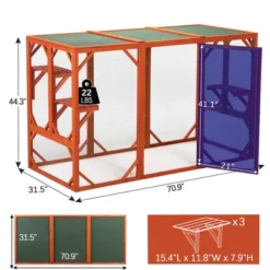 Sevobal Pet Crates And Houses Large Wooden Cat House, Outdoor Cat Cage With Water-proof Asphalt Planks And Cat Perches, Orange, 70.9"*31.5"*44.3" -Household Items GUEST e25b59f2 8943 45a1 b39c 7aa11f2d2810