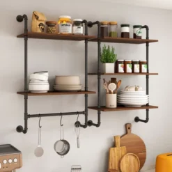 SEVOBAL Utility Storage Shelves Bookshelf Multi-Tier Wall-Mounted Shelving Unit, Space-Saving For Living Room, Brown, 28.35"*15.35"*11.22" -Household Items GUEST e28f1264 01e2 49b0 9783 3066f2ee3784