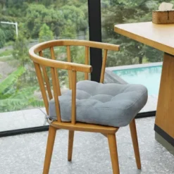 SEVOBAL 2Pack Square Seat Cushions With Premium Soft Cotton Filling, Non-Slip Bottom Durable Chair Pads For Dining Room, Dark Gray, 17.8"*17.8"*4.4"