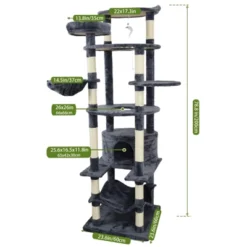 SEVOBAL Pet Tower Multi-Level With Spacious Condos, Scratching Posts, Sturdy For Multiple Cats With Perches, Toys, Dark Grey, 26.38"*26.38"*10.63" -Household Items GUEST e3a2e7cc f729 48f2 9f95 2cde68875dce