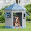 SEVOBAL Pet Crates And Houses Barn Dog House Removable Roof Easy Cleaning Waterproof UV Protected For Outdoor Yard Patio, Blue, 34.8"*30.51"*36.89"