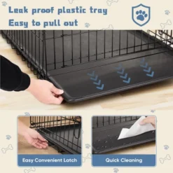 Sevobal Pet Carriers Single Door Dog Cage, Durable Metal Pet Kennel, Removable Tray For Easy Cleaning, Black, 30.31"*17.91"*19.49"