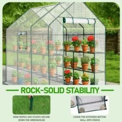 SEVOBAL Greenhouse Outdoor Durable PE Plant Green House For Frost Protection Shelf Clips Roll-up Zipper Door Walk-in For Planter, White, 99"*37"*17" -Household Items GUEST e500abf5 8b16 419a a507 ff0c10e79c5f