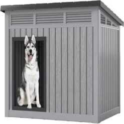 SEVOBAL Pet Crates And Houses Dog House Easy Assembly Open Roof Cleaning Weatherproof Spacious For Indoor And Outdoor, Gray, 42.87"*32.95"*31.61" -Household Items GUEST e57fbea7 9f78 4bc7 a9f5 366b4c5452c9