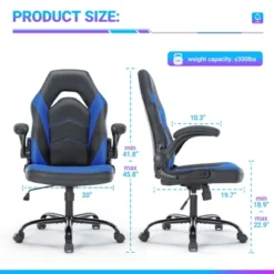 SEVOBAL Task And Office Chairs Computer Chair Adjustable Gaming Chair With Lumbar Support, Rocking Function For Home Office, Blue, 25.3"*27.7"*45.6"