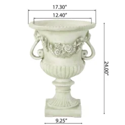 Sevobal Planters Mid-age Style Classic URN Plant Pots, Decorative Flower Pots For Outdoor Garden Patio, White,17.3"*17.3"*24" -Household Items GUEST e5b25dd3 4aae 4a95 a0b7 a236fda111f4