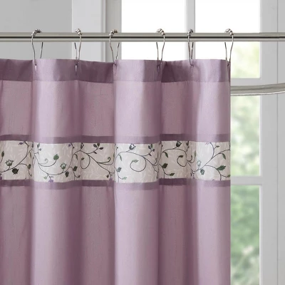 SEVOBAL Shower Curtain Faux Silk With Pintucked Detailing And Floral Embroidery For Elegant Bathroom Decor, Multicolored, 72"*72"*0.13" 5 SEVOBAL Shower Curtain Faux Silk With Pintucked Detailing And Floral Embroidery For Elegant Bathroom Decor, Multicolored, 72"*72"*0.13" - Image 3