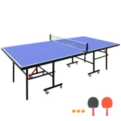 SEVOBAL Table Tennis Accessories 8ft Mid Size Ping Pong Table Foldable Portable Set For Indoor Games, Blue, 50"*26"*6" -Household Items GUEST e645eb55 8790 4d33 b370 d60620c001bc