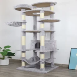 SEVOBAL Pet Tower Multi-Level With Spacious Condos, Scratching Posts, Sturdy For Multiple Cats With Perches, Toys, Light Grey, 26.38"*26.38"*10.63" -Household Items GUEST e71c5157 3afd 4615 9844 b56f702d8f93