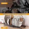 SEVOBAL 2PC Pot Rack Expandable Pan Organizer Lid Holder 10 Adjustable Compartment Kitchen Cabinet Cookware Baking Rack, Black, 12.48"*8.19"*4.68" -Household Items GUEST e7a0c8da 5df6 4834 8524 fe51e89f6f59