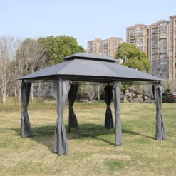 Sevobal Patio Umbrellas Outdoor Patio Gazebo Canopy Tent With Ventilated Double Roof And Mosquito Net, Suitable For Lawn, Gray, 157.48"*118"*108.66" -Household Items GUEST e7e5d64c 1e11 49a6 a96e e828b7ccc7a6