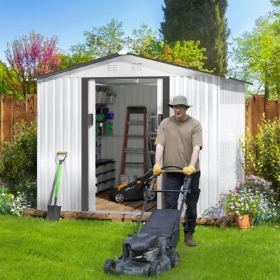 SEVOBAL Storage Sheds Outdoor Storage Room With All-Weather Design Metal Tool Shed For Backyard, Patio, Lawn, Multicolored, 101.18"*100.39"*70.28" 7 SEVOBAL Storage Sheds Outdoor Storage Room With All-Weather Design Metal Tool Shed For Backyard, Patio, Lawn, Multicolored, 101.18"*100.39"*70.28" - Image 5
