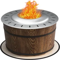 SEVOBAL Smokeless Fire Pit Fireproof Mat 22" Barrel Style Portable Wood Burning Firepit Camping Bonfire Stove Patio Garden, Brown, 22.75"*22.75"*18" -Household Items GUEST e8ab9f6f ed46 441b b85c 749d98717d41