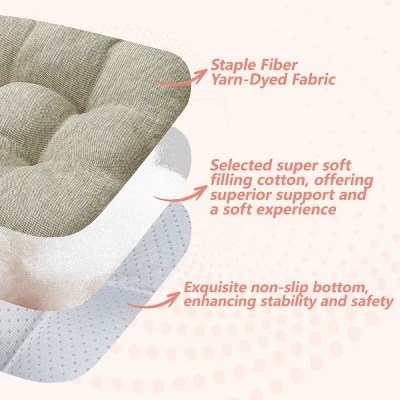 SEVOBAL 2Pack Square Seat Cushions With Premium Soft Cotton Filling, Non-Slip Bottom Durable Chair Pads For Dining Room, Brown, 17.8"*17.8"*4.4" 6 SEVOBAL 2Pack Square Seat Cushions With Premium Soft Cotton Filling, Non-Slip Bottom Durable Chair Pads For Dining Room, Brown, 17.8"*17.8"*4.4" - Image 4