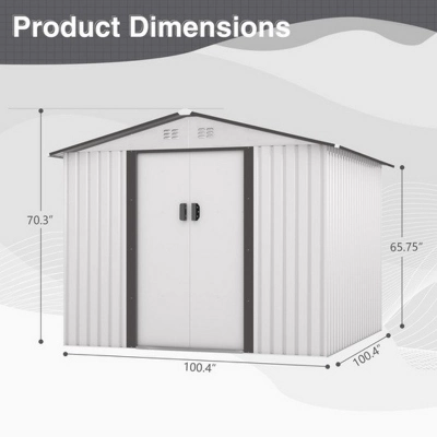 SEVOBAL Storage Sheds Outdoor Storage Room With All-Weather Design Metal Tool Shed For Backyard, Patio, Lawn, Multicolored, 101.18"*100.39"*70.28" 4 SEVOBAL Storage Sheds Outdoor Storage Room With All-Weather Design Metal Tool Shed For Backyard, Patio, Lawn, Multicolored, 101.18"*100.39"*70.28" - Image 2